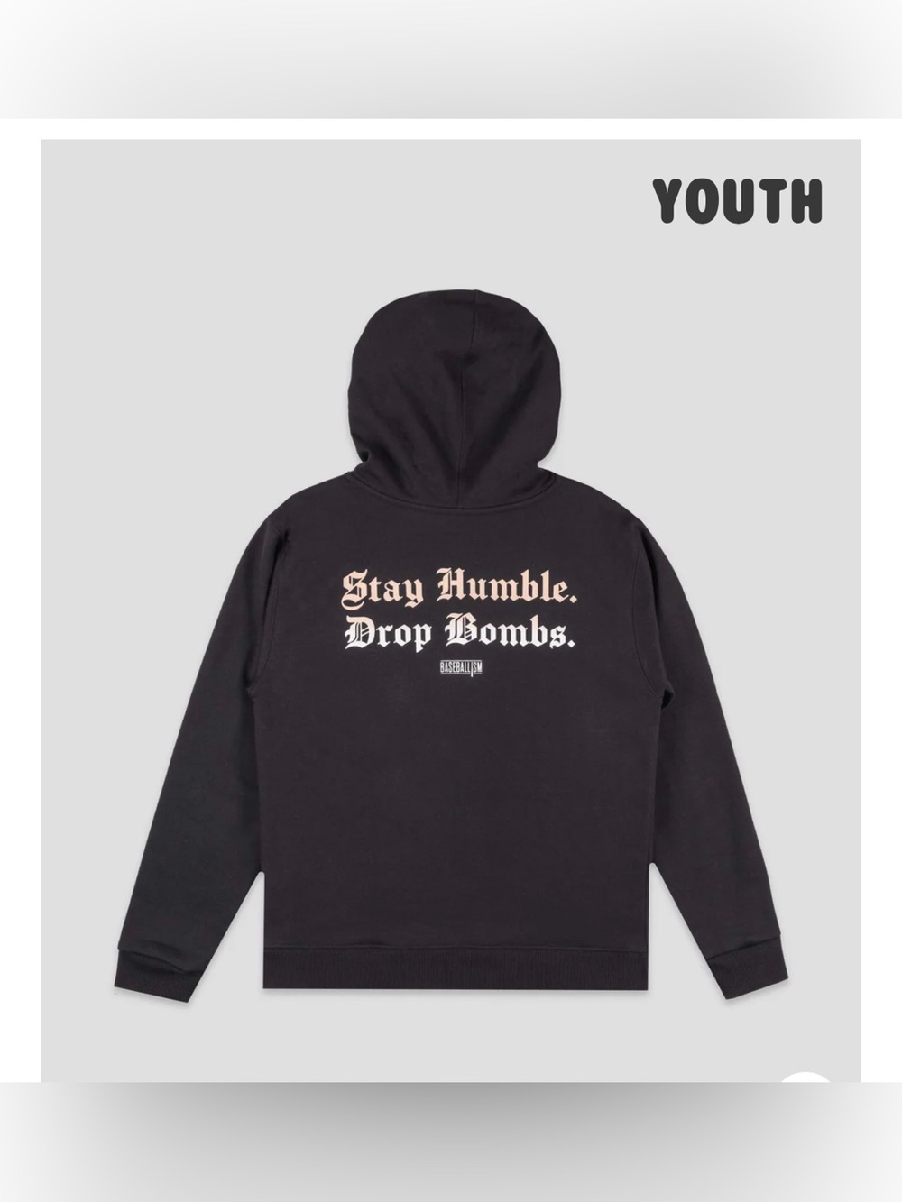 Baseballism Youth Black Hoodie Sweatshirt - size M